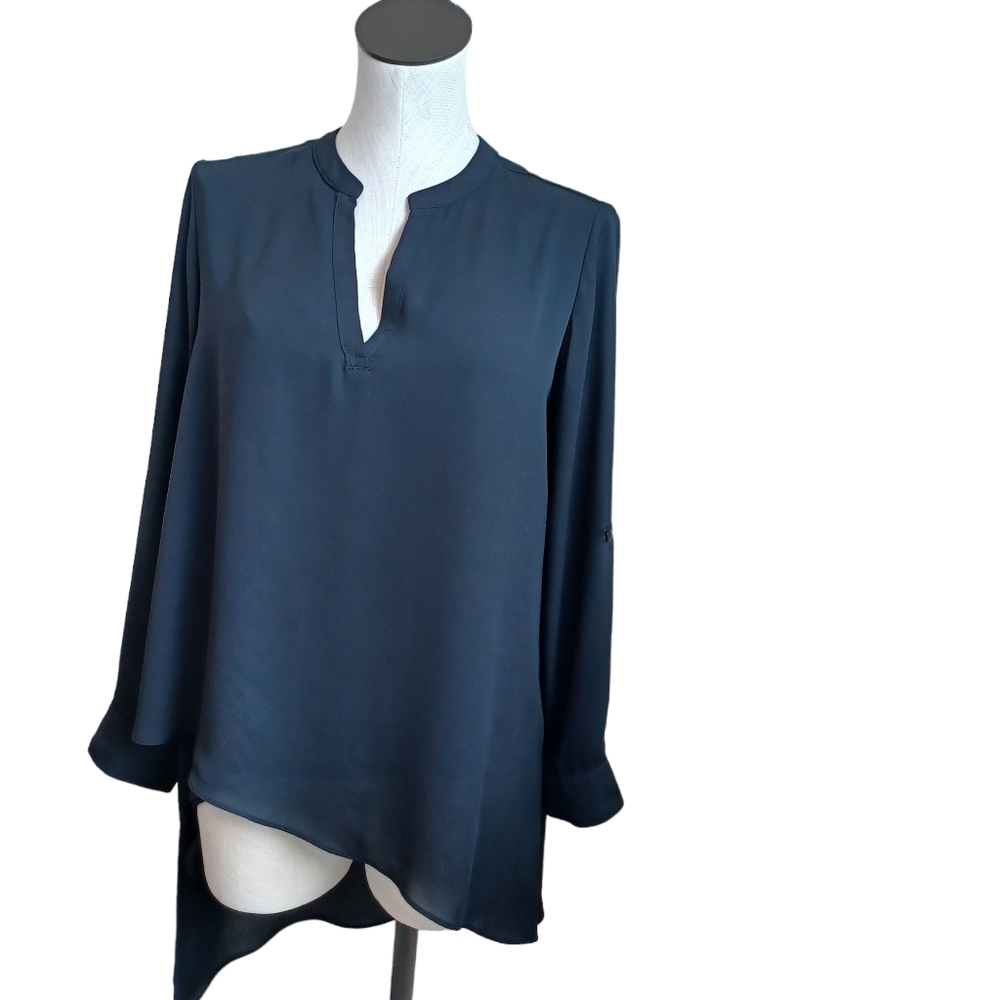 Joseph Ribkoff Blouse Black Long Line Asymmetrical Hemline Womens size‎ 8